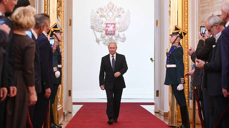FILE PHOTO: Russian President-elect Vladimir Putin during the inauguration ceremony in the Kremlin on May 7, 2018.