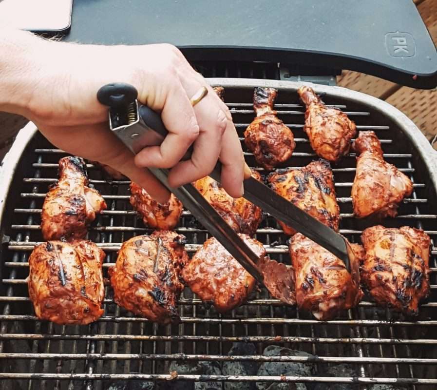 Grilled German-style BBQ chicken marinated in beer and mustard.