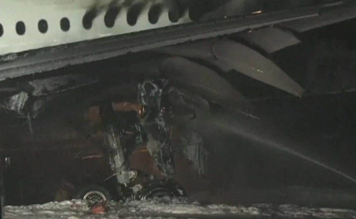 Burning debris was also seen on the runway