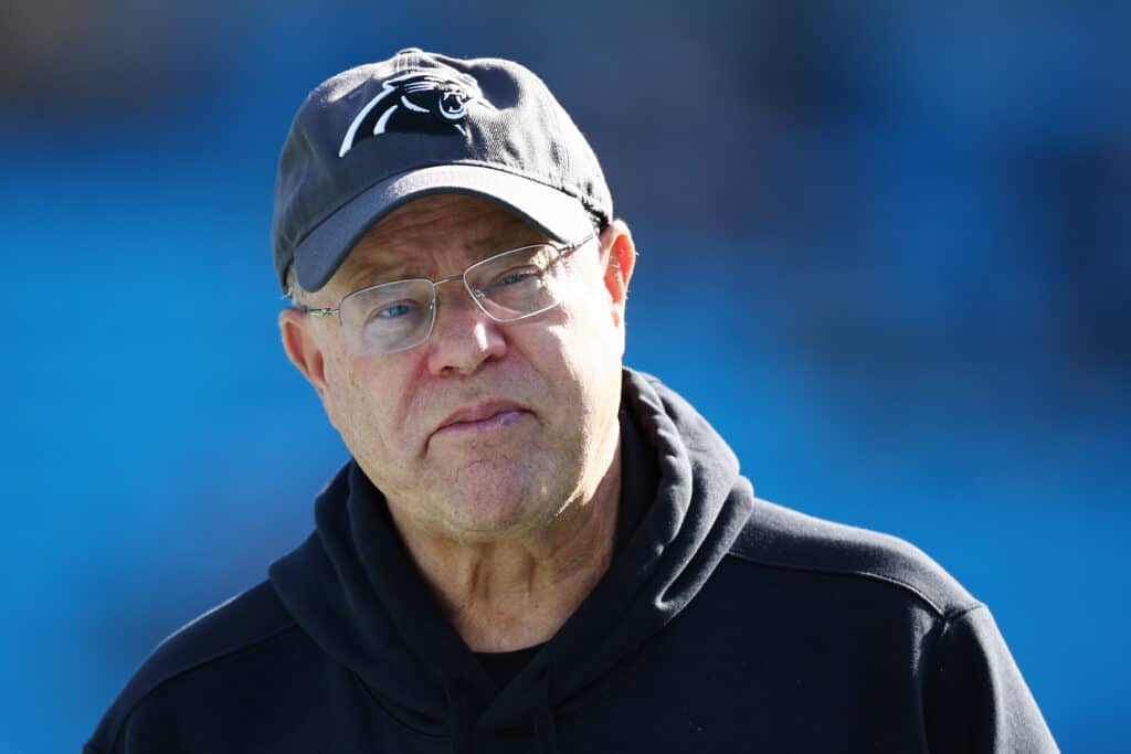 CHARLOTTE, NORTH CAROLINA - DECEMBER 24: Owner of the Carolina Panthers, David Tepper, looks on before the game against the Green Bay Packers at Bank of America Stadium on December 24, 2023 in Charlotte, North Carolina.