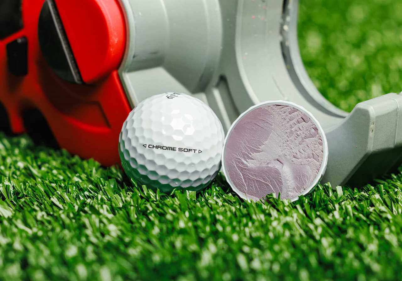 The core of a Callaway Chrome Soft golf ball