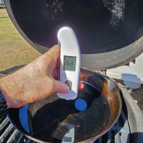 Thermapen IR has two thermometers, an instant read for internal temperatures and a non-contact thermometer for surface measurements