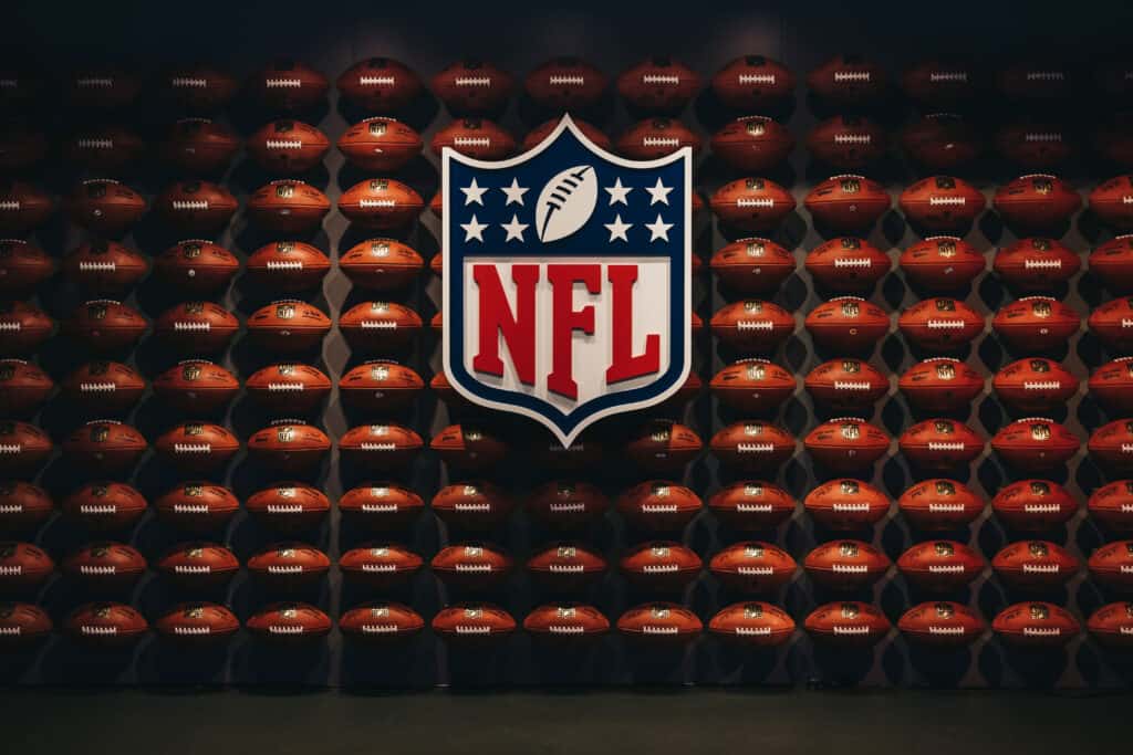 NFL board with footballs