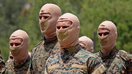 Hezbollah fighters take part in ann exercise in Aaramta, Lebanon, May 21, 2023