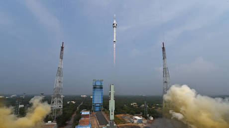 Lift-off of the Gaganyaan Test Vehicle (TV) from the Satish Dhawan Space Centre in Sriharikota by Indian Space Research Organisation (ISRO) on October 21, 2023.