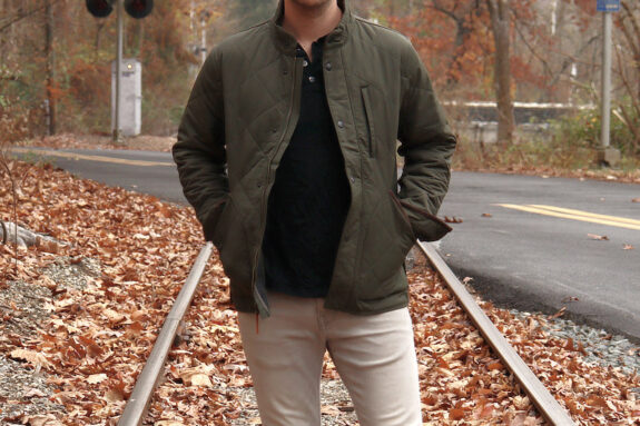 JCrew Sussex Jacket on Train Tracks