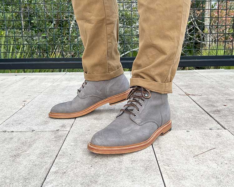 Grant Stone Diesel Boots Worn With Brown Trousers