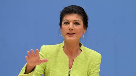 Politician Sahra Wagenknecht speaks during the press conference on the founding of the association "Alliance Sahra Wagenknecht - For Reason and Justice".