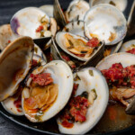 Clams and chorizo in garlic white wine butter