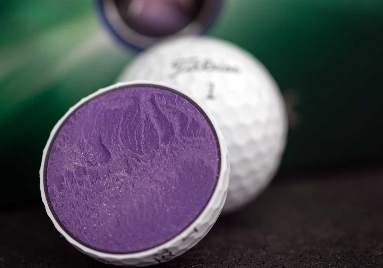 The core of a 2024 Titleist AVX golf ball