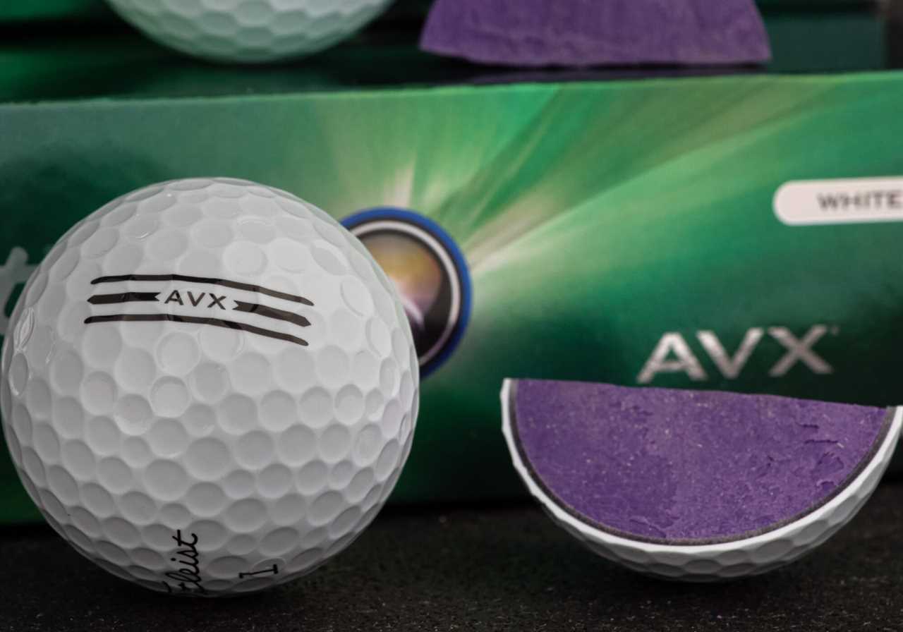 Titliest AVX Golf ball with cutaway.