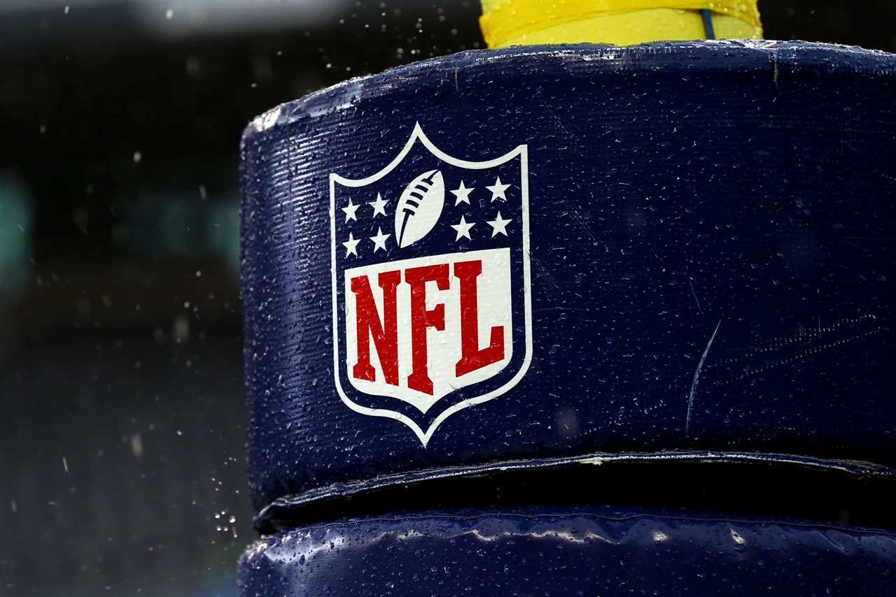 Detail image of the NFL logo on a goal post before the 2015 NFC Championship game between the Seattle Seahawks and the Green Bay Packers at CenturyLink Field on January 18, 2015 in Seattle, Washington.