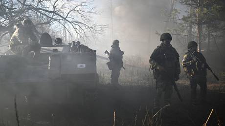 FILE PHOTO: Servicemen of Russian Airborne Forces take part in a combat exercise at a training ground, in the course of Russia's Military Operation in Ukraine.