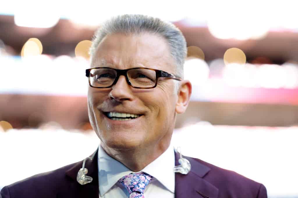 Fox Sports announcer Howie Long looks on before Super Bowl LVII between the Kansas City Chiefs and the Philadelphia Eagles at State Farm Stadium on February 12, 2023 in Glendale, Arizona.