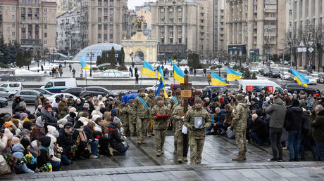 FILE PHOTO: A funeral ceremony on Independence Square in Kiev, Ukraine, January 11, 2024