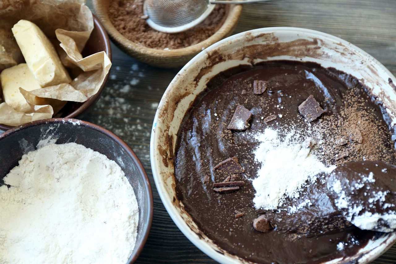 adding-chocolate-chunks-to-brownie-batter