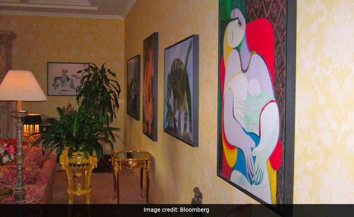 Paintings pictured at Lewis home in Argentina in 2006. Lewis is an avid art collector but also keeps replica artworks.