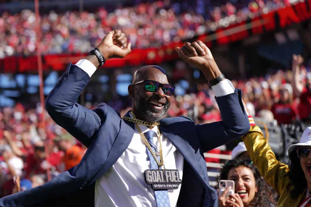 Jerry Rice attends the game between the Cincinnati Bengals and San Francisco 49ers at Levi's Stadium on October 29, 2023 in Santa Clara, California. 