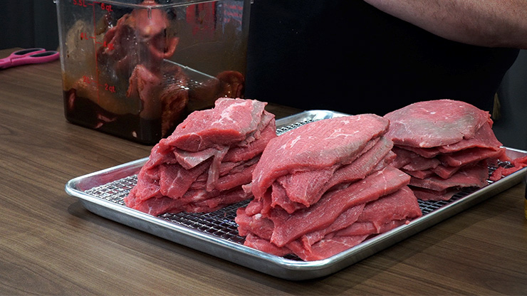 beef eye of round slices for making jerky