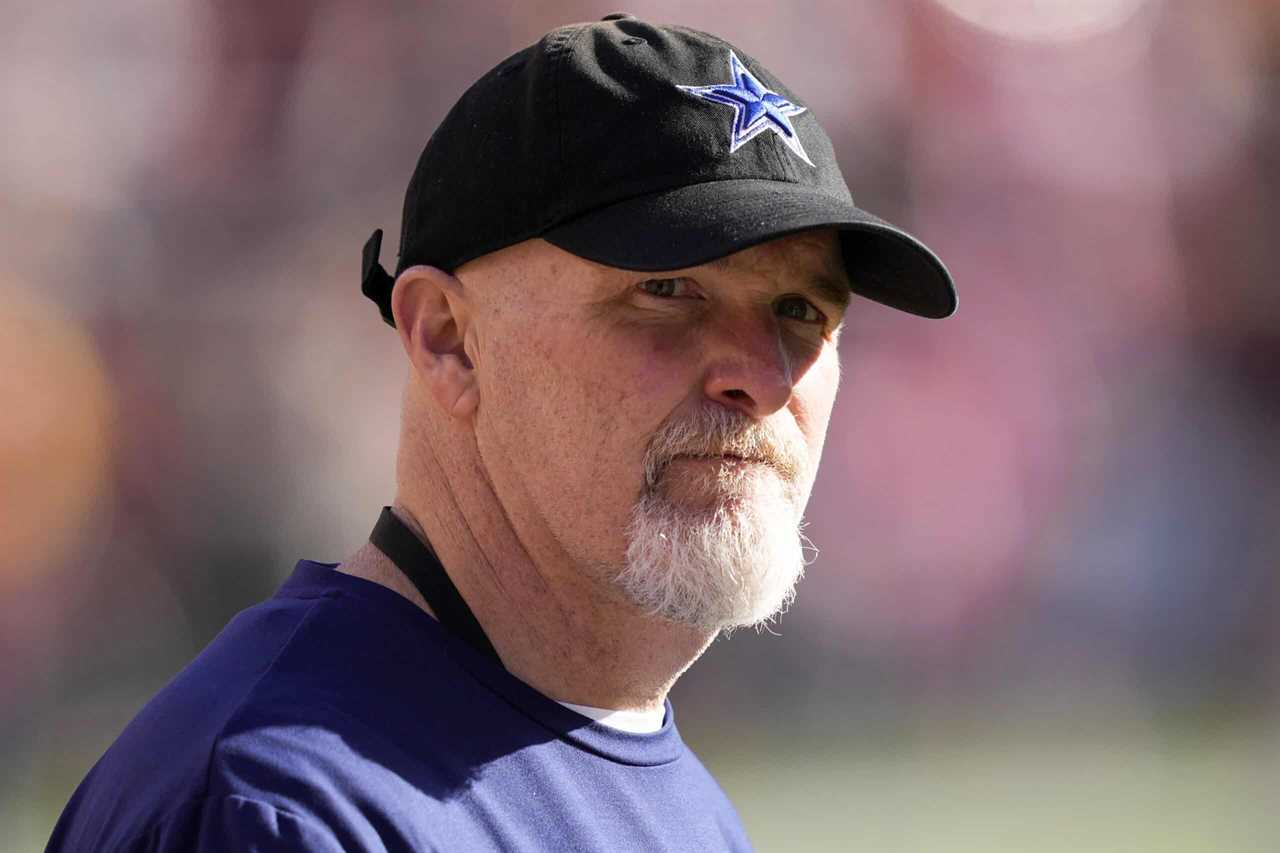 Defensive Coordinator Dan Quinn of the Dallas Cowboys looks on prior to a game against the San Francisco 49ers in the NFC Divisional Playoff game at Levi's Stadium on January 22, 2023 in Santa Clara, California.