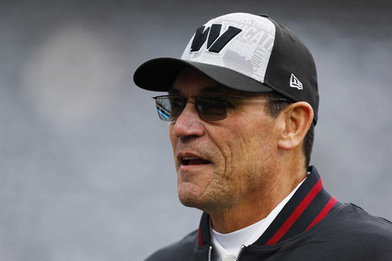 EAST RUTHERFORD, NEW JERSEY - DECEMBER 24: Head Coach Ron Rivera of the Washington Commanders looks on before the game against the New York Jets at MetLife Stadium on December 24, 2023 in East Rutherford, New Jersey.