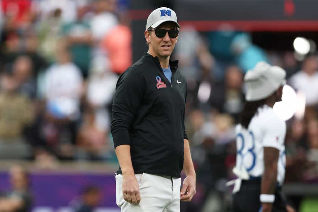 Head coach Eli Manning of the NFC looks on prior to the 2024 NFL Pro Bowl Games at Camping World Stadium on February 04, 2024 in Orlando, Florida.