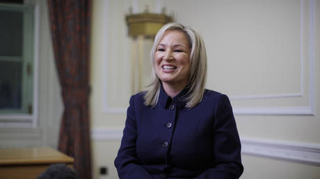 Behind the scenes at Stormont as First Minister Michelle O'Neill during an interview with PA Media, on the day Ms O'Neill became Northern Ireland's first nationalist First Minister on February 3, 2024