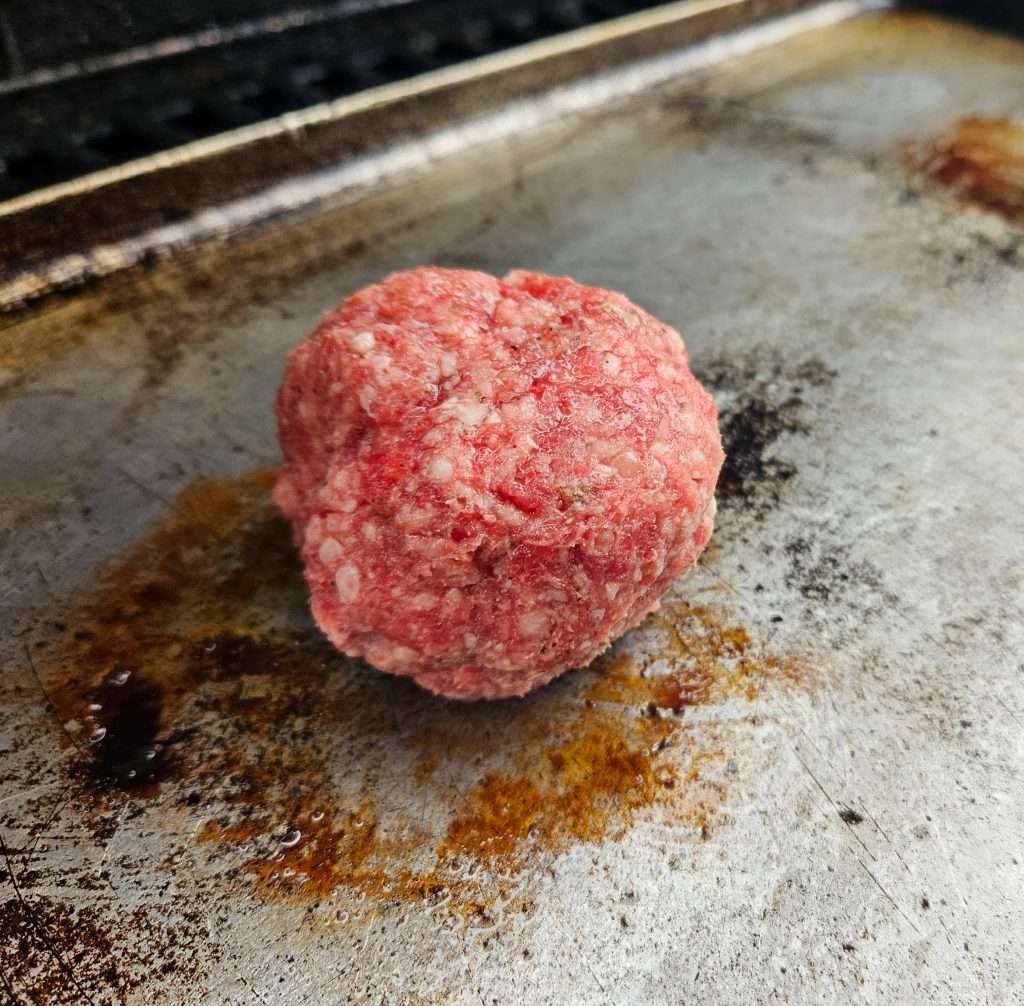 Meat ball on griddle