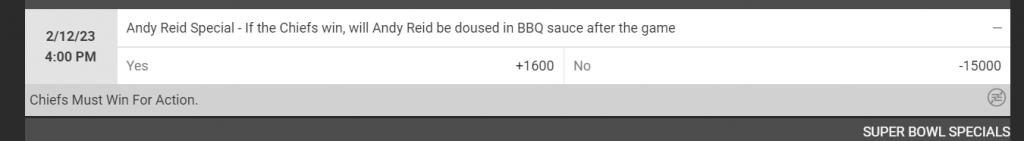 Andy Reid BBQ Sauce Super Bowl Bet