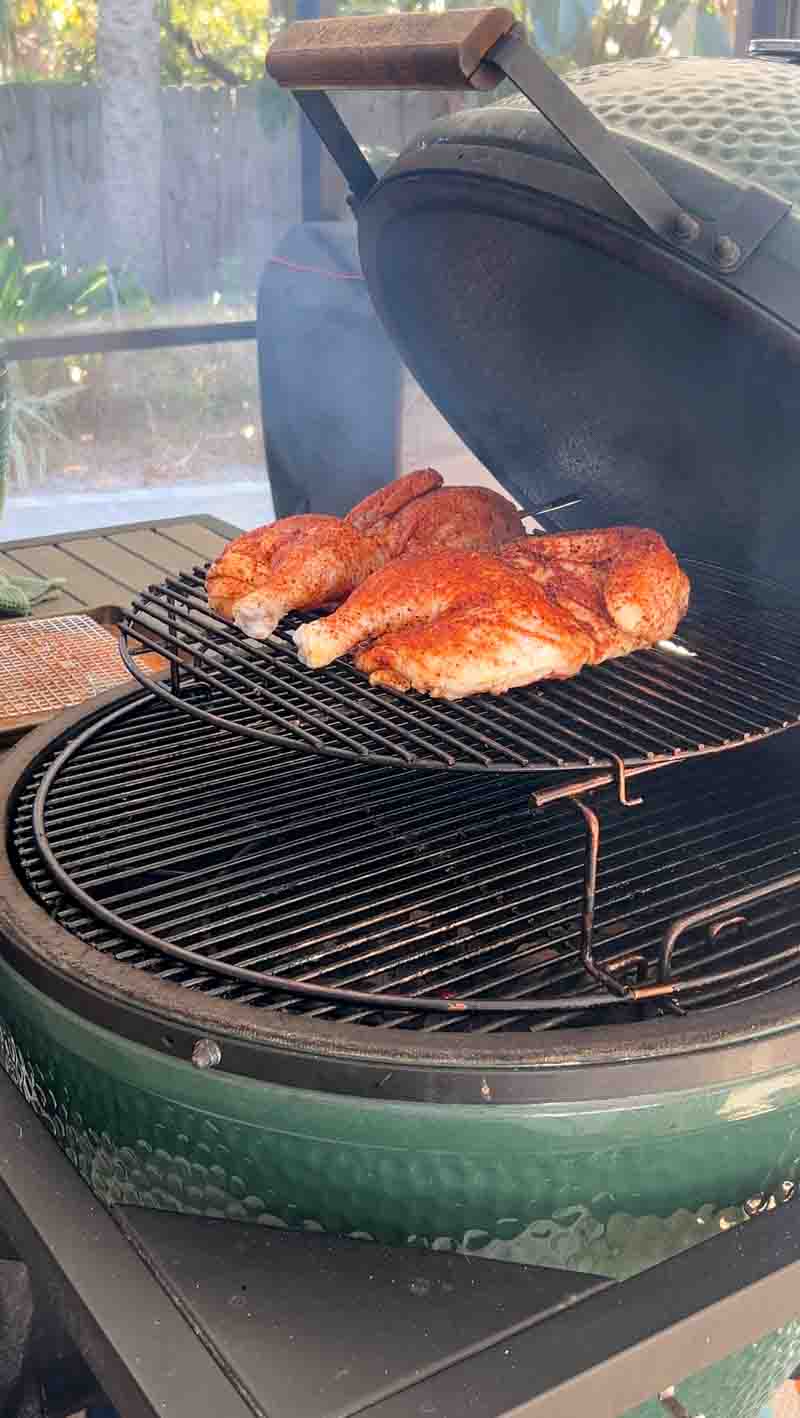 Big Green Egg Smoked Chicken with White Sauce