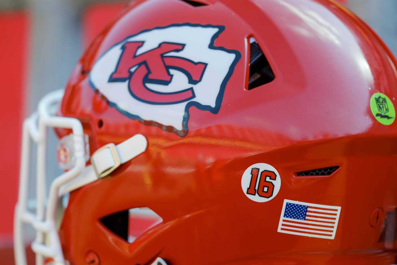 A #16 decal on the back of the Kansas City Chiefs helmet pays tribute to Hall of Fame quarterback Len Dawson, who died this week at the age of 87. The Green Bay Packers play the Kansas City Chiefs in the third preseason game at Arrowhead Stadium on August 25, 2022 in Kansas City, Missouri.