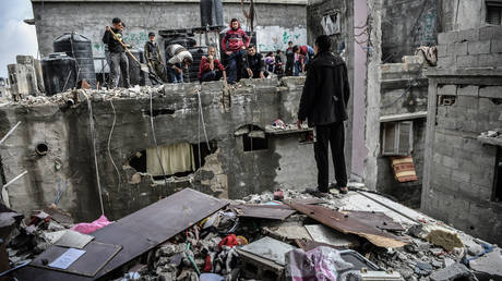 The aftermath of an Israeli attack in Rafah, Gaza, February 9, 2024.