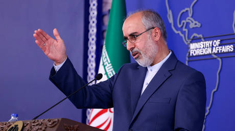 Iran's Foreign Ministry spokesman Nasser Kanaani speaks during a press conference in the capital Tehran on October 3, 2022.