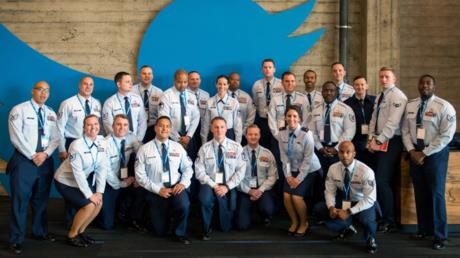 FILE PHOTO: US Airmen from Travis Air Force Base pose for a photo at the Twitter headquarters in San Francisco, November 9, 2017