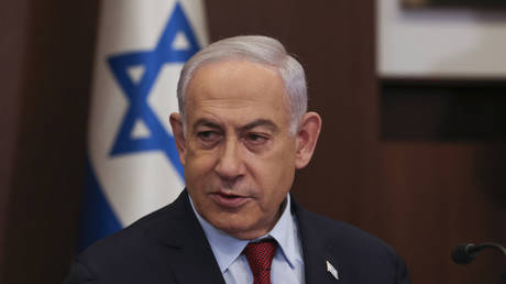 Israeli Prime Minister Benjamin Netanyahu heads the weekly cabinet meeting.