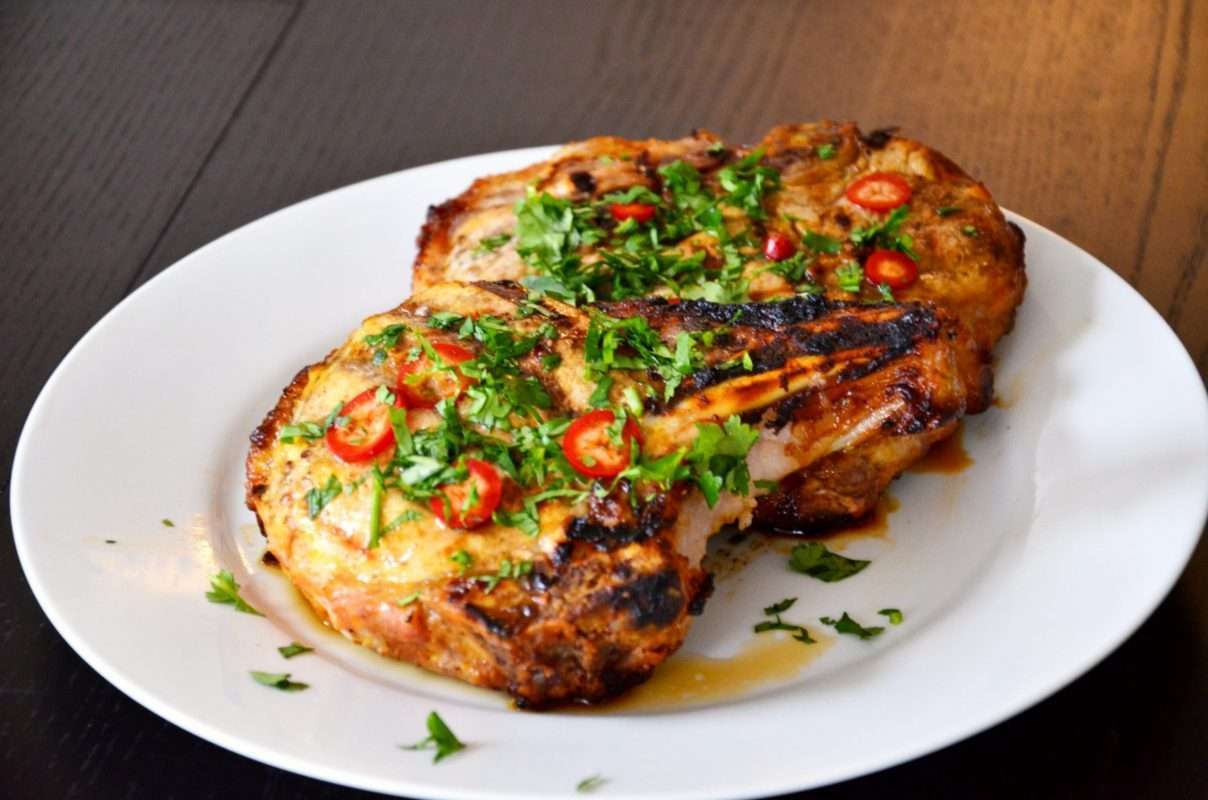 Indian Spiced Pork Chops on a Plate