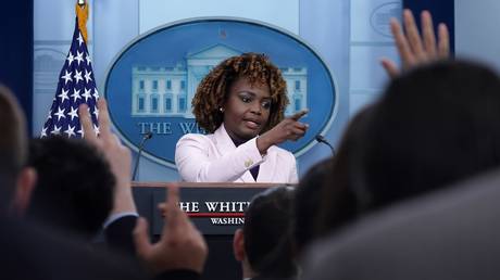 White House Press Secretary Karine Jean-Pierre during a daily news briefing on February 6, 2024.