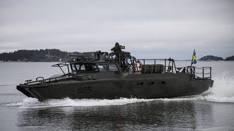 FILE PHOTO: A Swedish Combat Boat 90 fast assault craft.