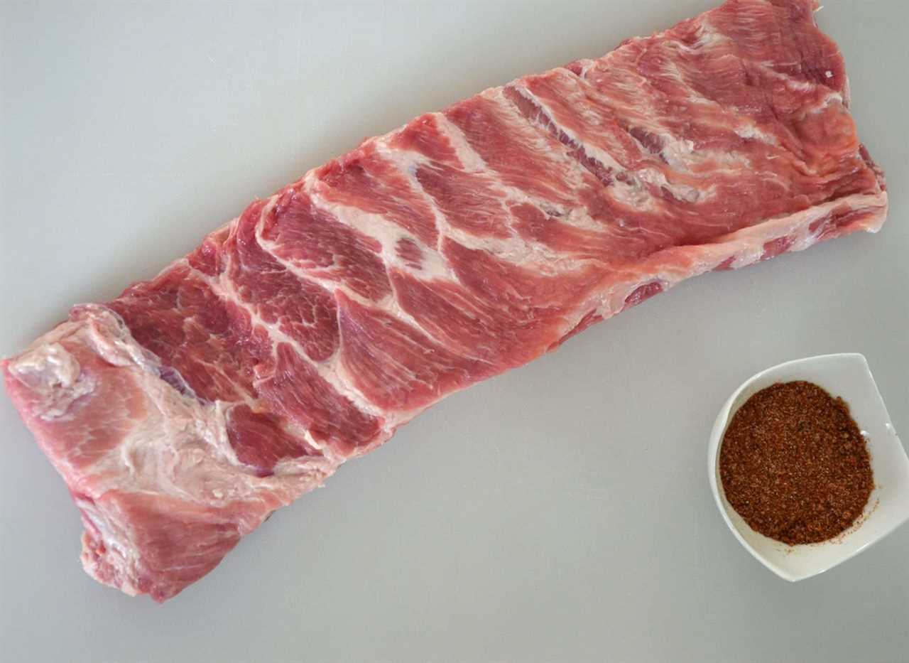 oven ribs - raw with seasonings