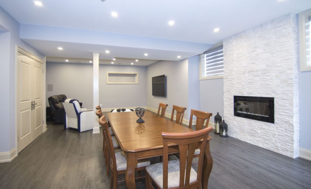Basement Dining Room with Build in Fireplace - Basement Finishing Vaughan