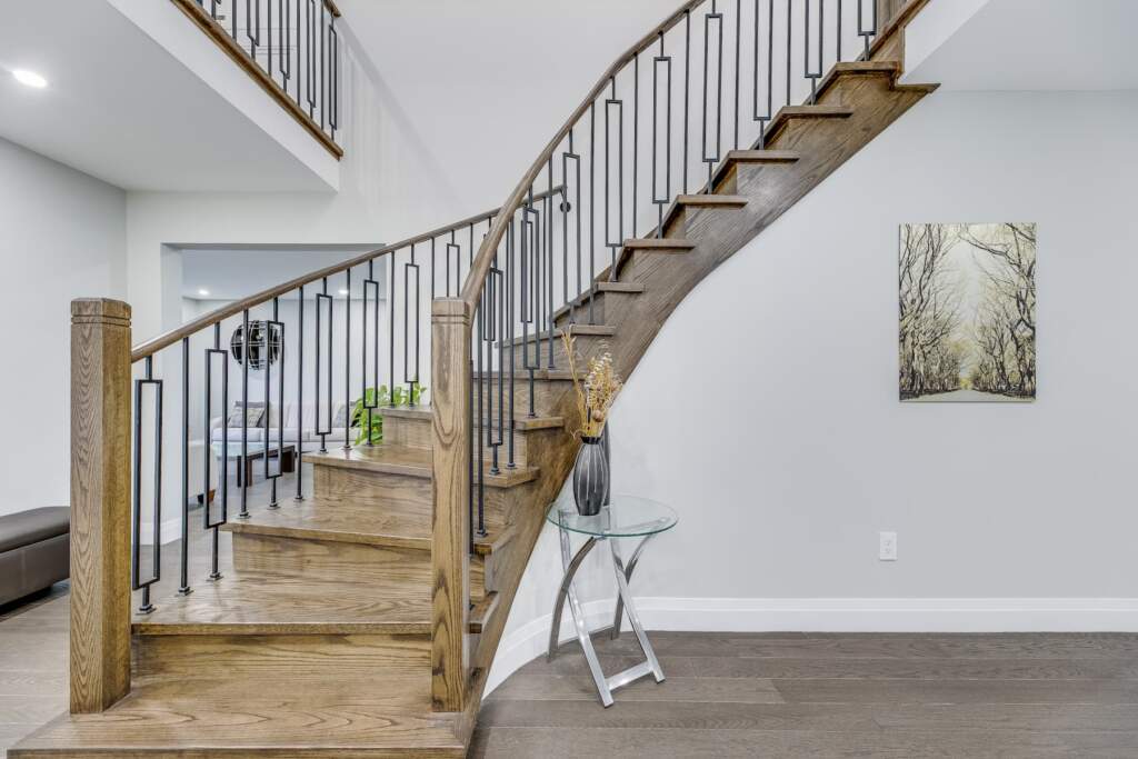 basement renovation with modern stairs project