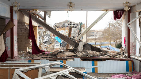 A damaged building in Ukraine’s Nikolaev region in 2024.