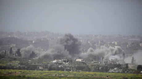 FILE PHOTO. Explosion  seen in northern Gaza on March 6, 2024