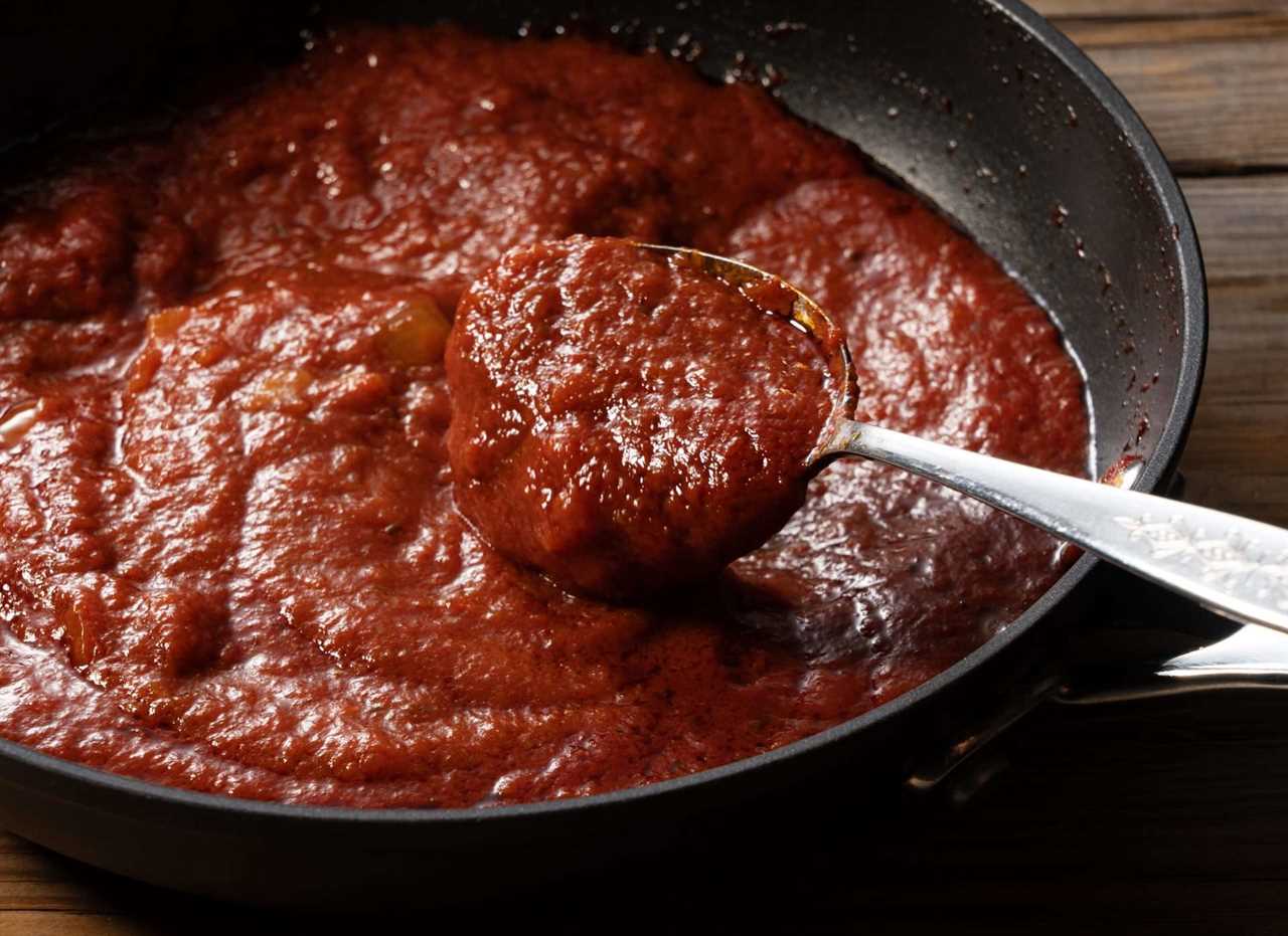 smoked marinara sauce in pan