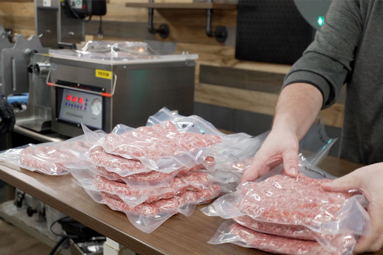 vacuum packed raw sausage