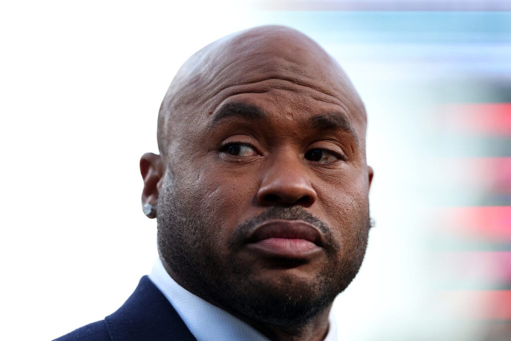 Steve Smith Sr. looks on before a game between the Philadelphia Eagles and the Minnesota Vikings at Lincoln Financial Field on September 14, 2023 in Philadelphia, Pennsylvania.