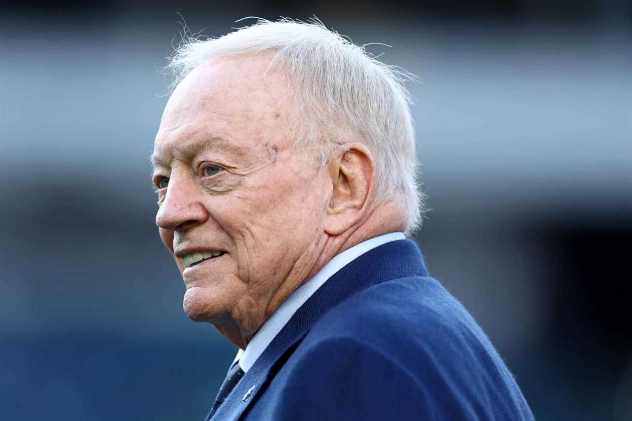 PHILADELPHIA, PENNSYLVANIA - NOVEMBER 05: Owner Jerry Jones of the Dallas Cowboys looks on during the first half in the game against the Philadelphia Eagles at Lincoln Financial Field on November 05, 2023 in Philadelphia, Pennsylvania.