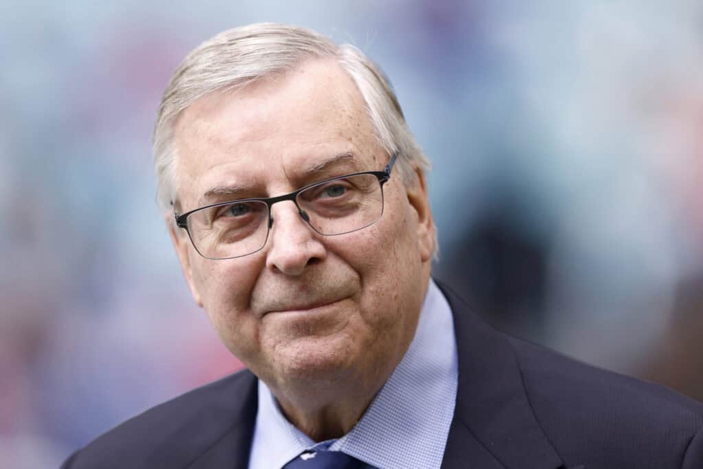 MIAMI GARDENS, FLORIDA - SEPTEMBER 19: Buffalo Bills owner Terry Pegula looks on prior to the game against the Miami Dolphins at Hard Rock Stadium on September 19, 2021 in Miami Gardens, Florida.