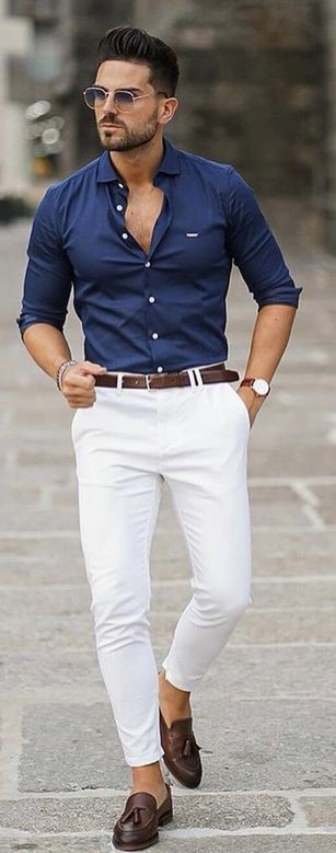 Blue Button Down Shirt and Trouser Outfit