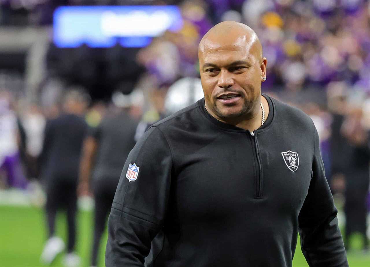 LAS VEGAS, NEVADA - DECEMBER 10: Interim head coach Antonio Pierce of the Las Vegas Raiders walks on the field before a game against the Minnesota Vikings at Allegiant Stadium on December 10, 2023 in Las Vegas, Nevada. The Vikings defeated the Raiders 3-0.